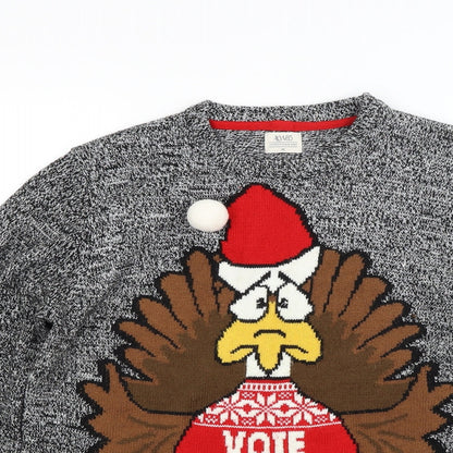 ACW85 Mens Grey  Knit Pullover Jumper Size M