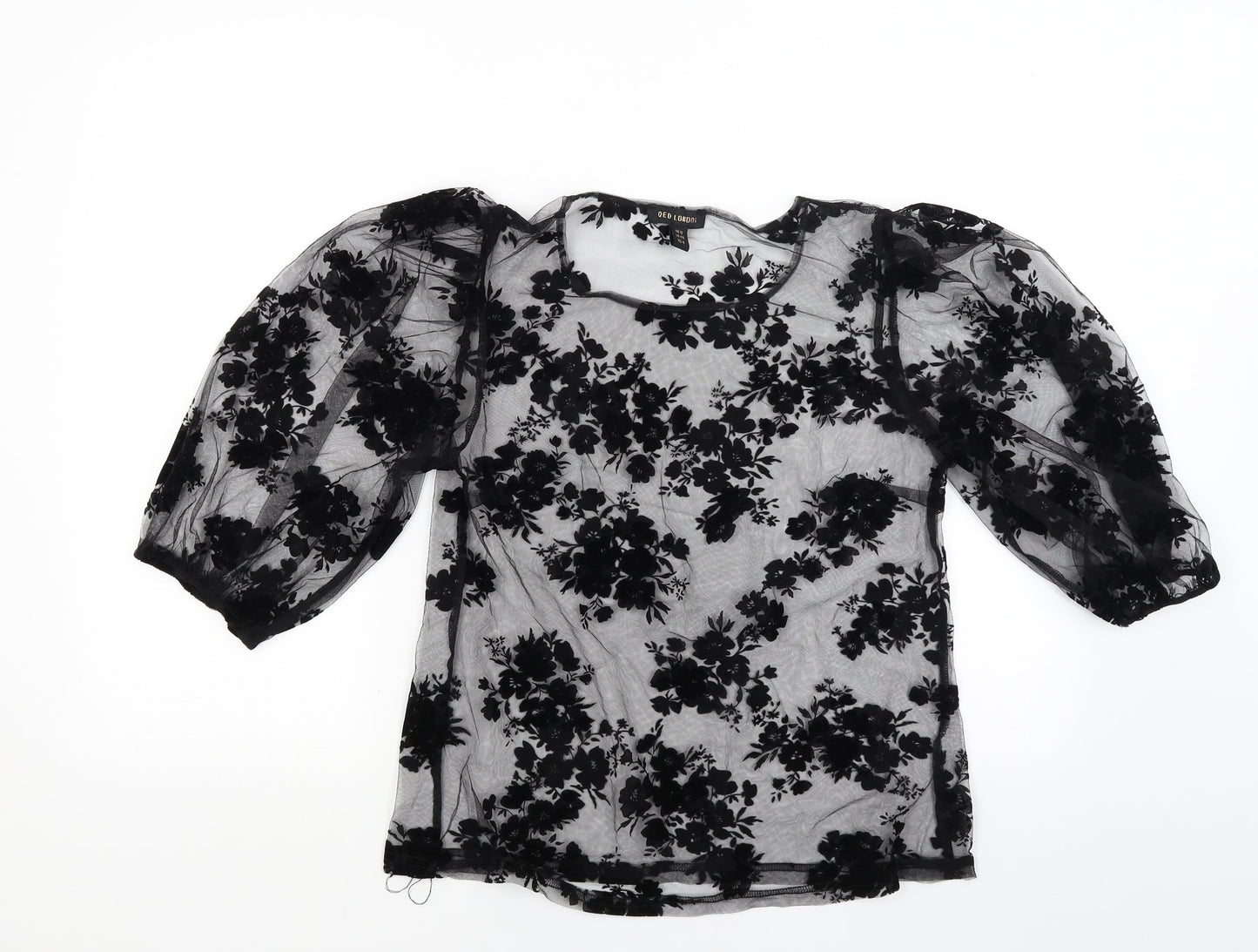 QED Womens Black Floral  Basic Blouse Size 12
