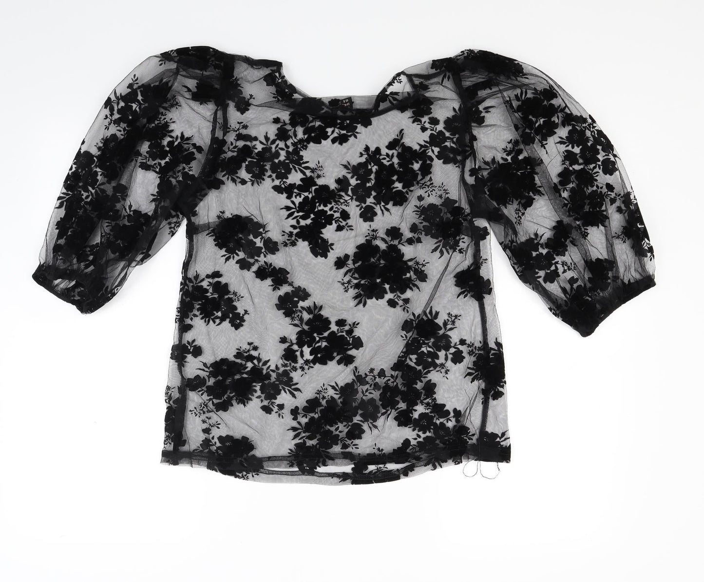 QED Womens Black Floral  Basic Blouse Size 12
