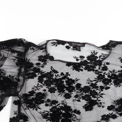QED Womens Black Floral  Basic Blouse Size 12