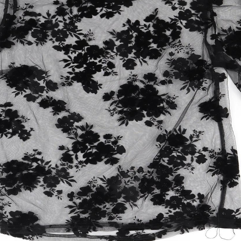 QED Womens Black Floral  Basic Blouse Size 12