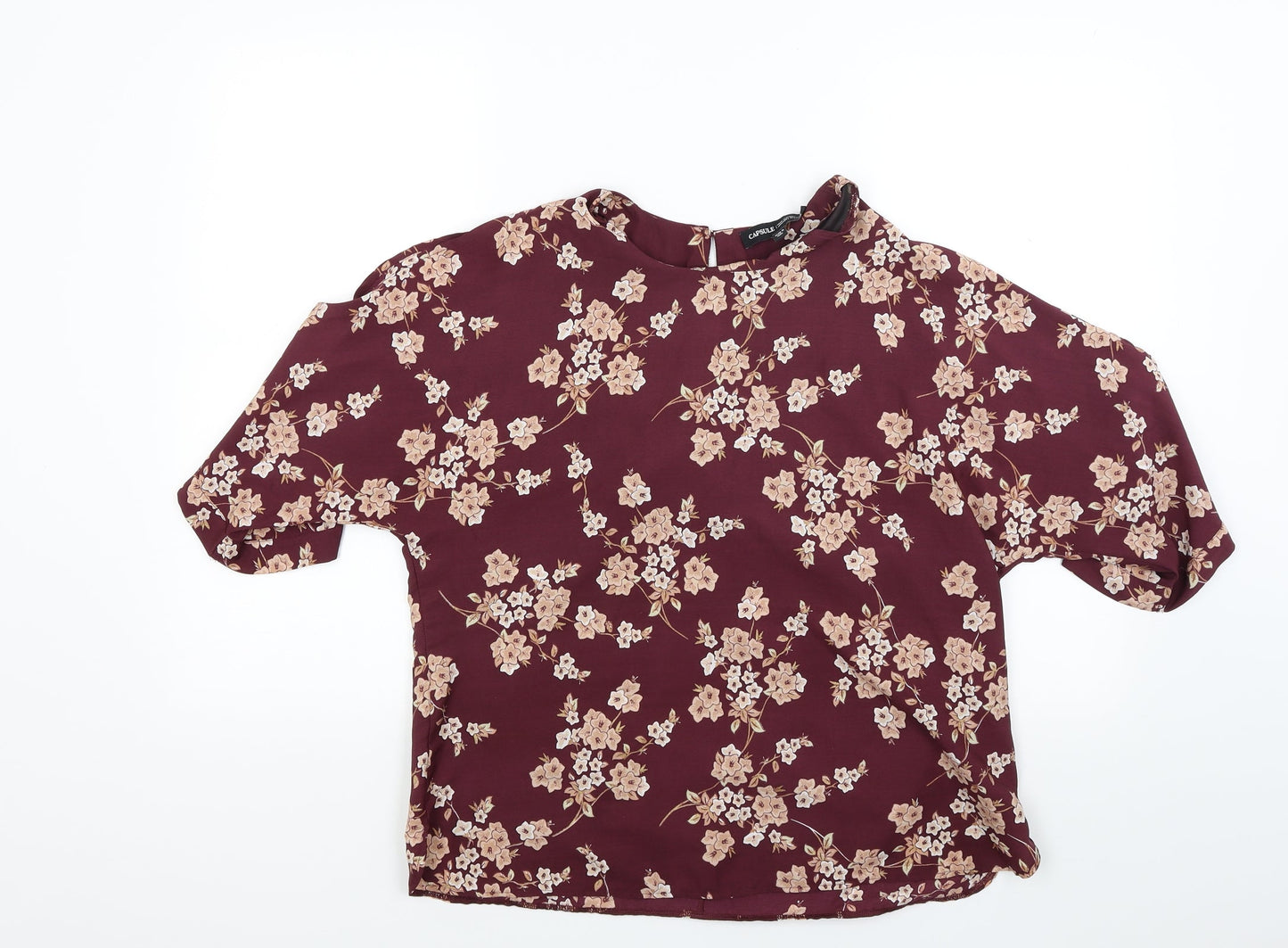 Capsule Womens Red Floral  Basic Blouse Size 10