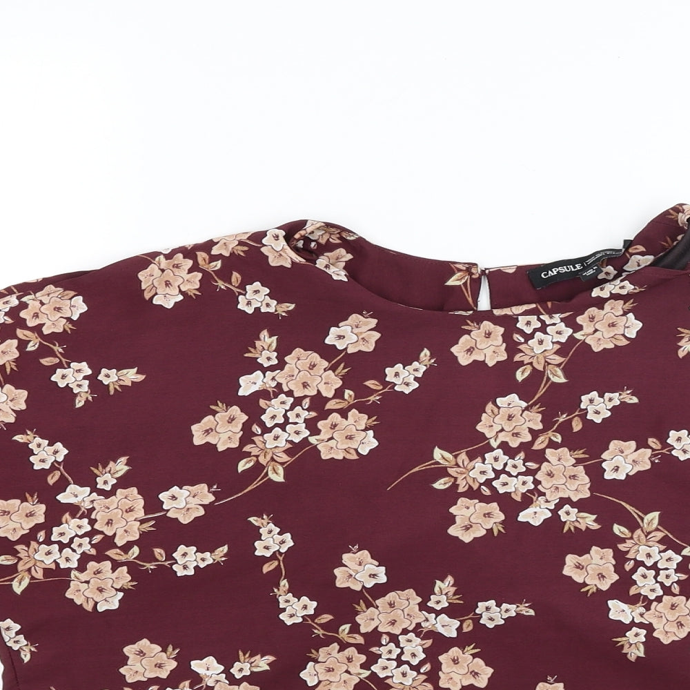 Capsule Womens Red Floral  Basic Blouse Size 10