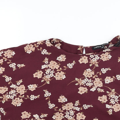 Capsule Womens Red Floral  Basic Blouse Size 10