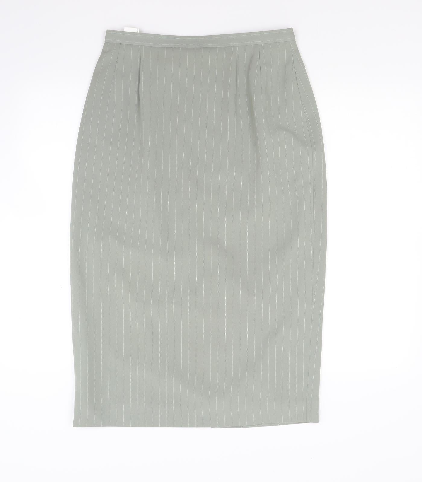 Country Casuals Womens Green Striped  A-Line Skirt Size 14