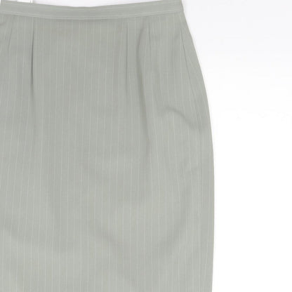 Country Casuals Womens Green Striped  A-Line Skirt Size 14