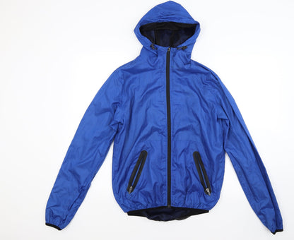 Workout Mens Blue  Canvas Windbreaker Coat Size XS