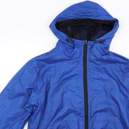 Workout Mens Blue  Canvas Windbreaker Coat Size XS