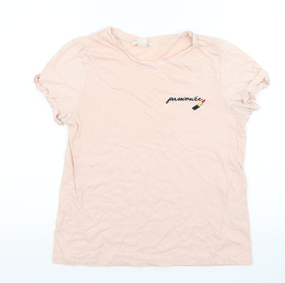 Womens UK Size XS H&M Beige Basic T-Shirt