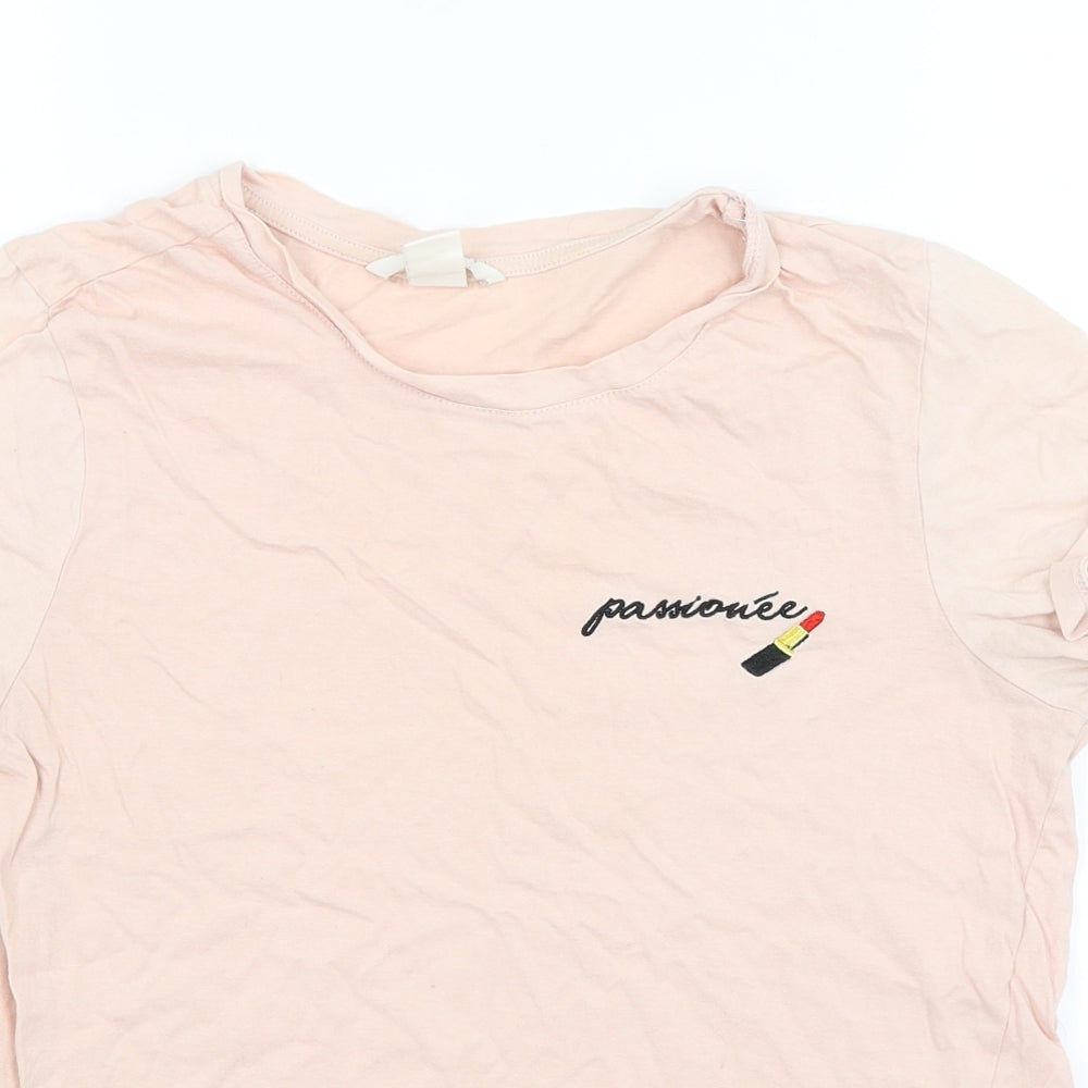 Womens UK Size XS H&M Beige Basic T-Shirt