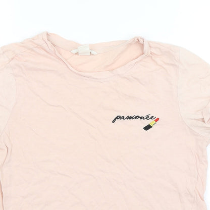 Womens UK Size XS H&M Beige Basic T-Shirt