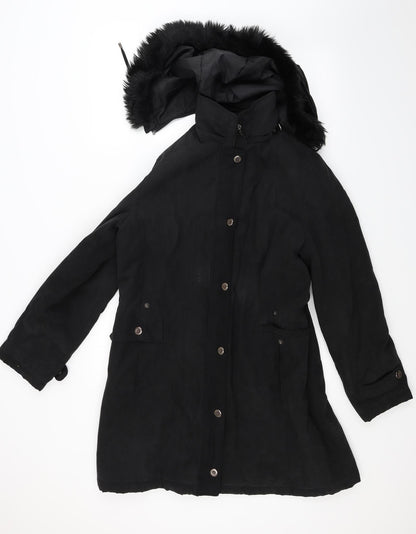 Womens UK Size M Anna Rose Black Overcoat