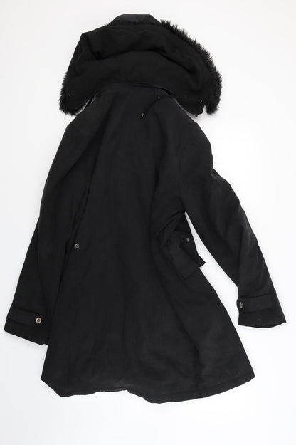 Womens UK Size M Anna Rose Black Overcoat
