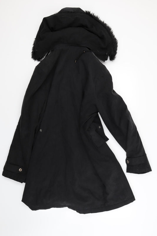 Womens UK Size M Anna Rose Black Overcoat