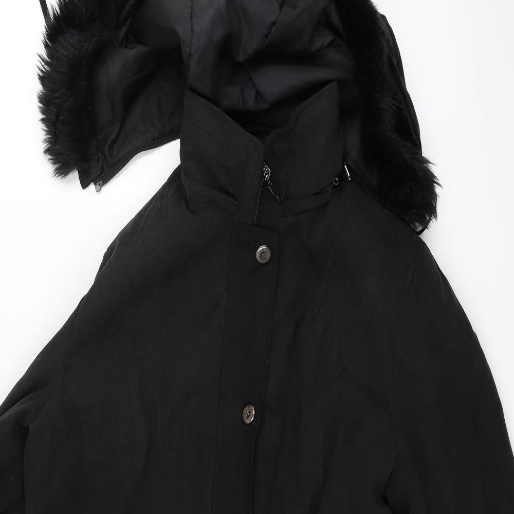 Womens UK Size M Anna Rose Black Overcoat