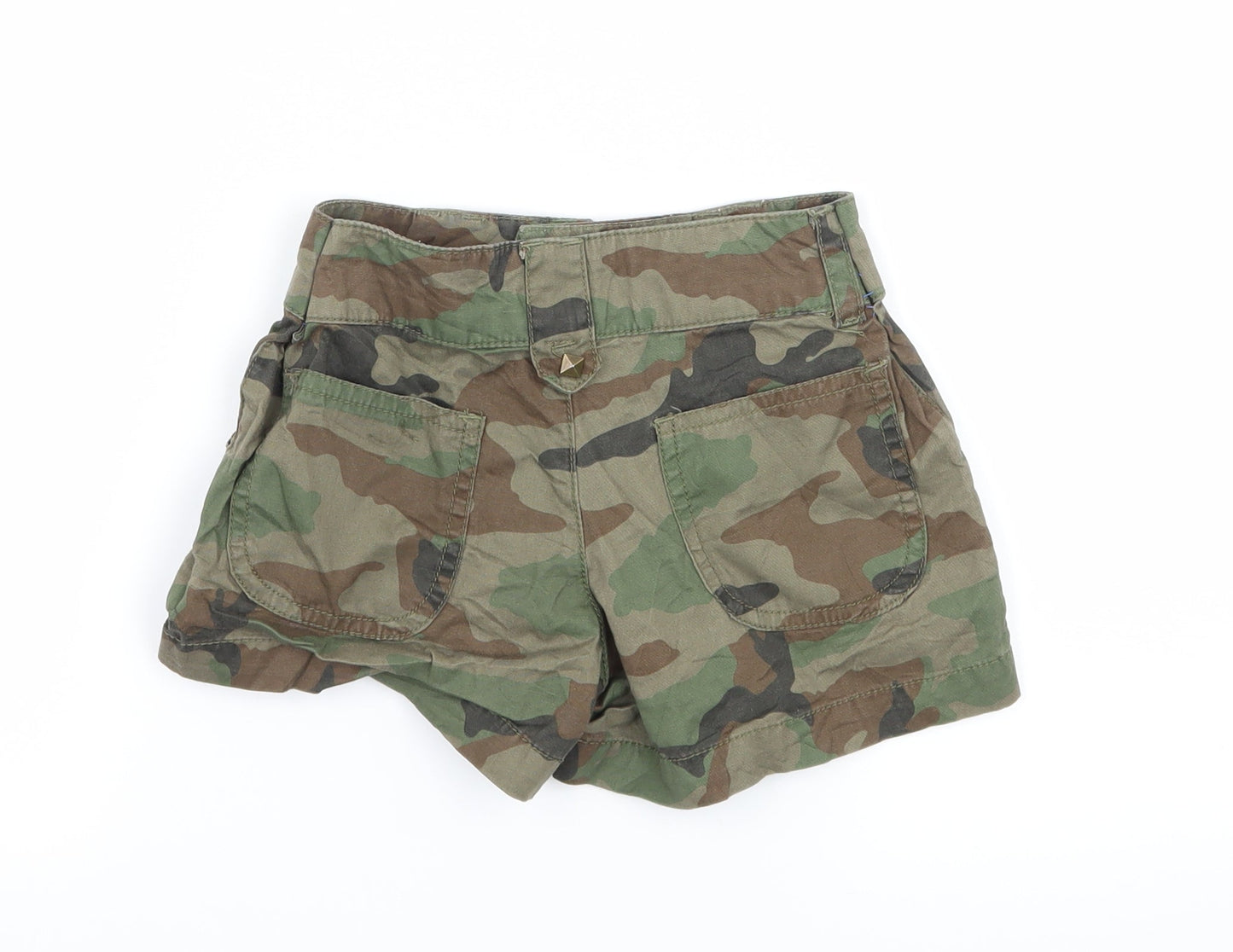 Young Dimension Girls Green Camouflage  Paperbag Shorts Size 7-8 Years