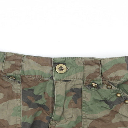 Young Dimension Girls Green Camouflage  Paperbag Shorts Size 7-8 Years