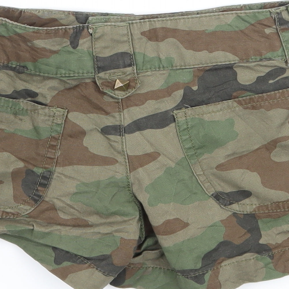 Young Dimension Girls Green Camouflage  Paperbag Shorts Size 7-8 Years