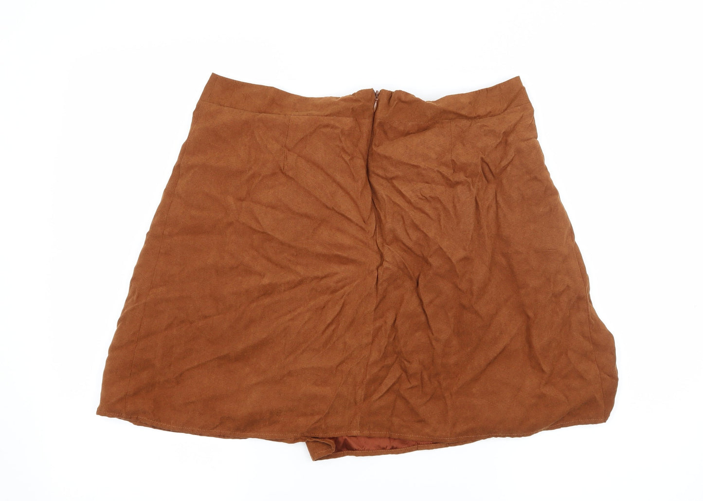 Peacocks Womens Brown  Velour A-Line Skirt Size 14