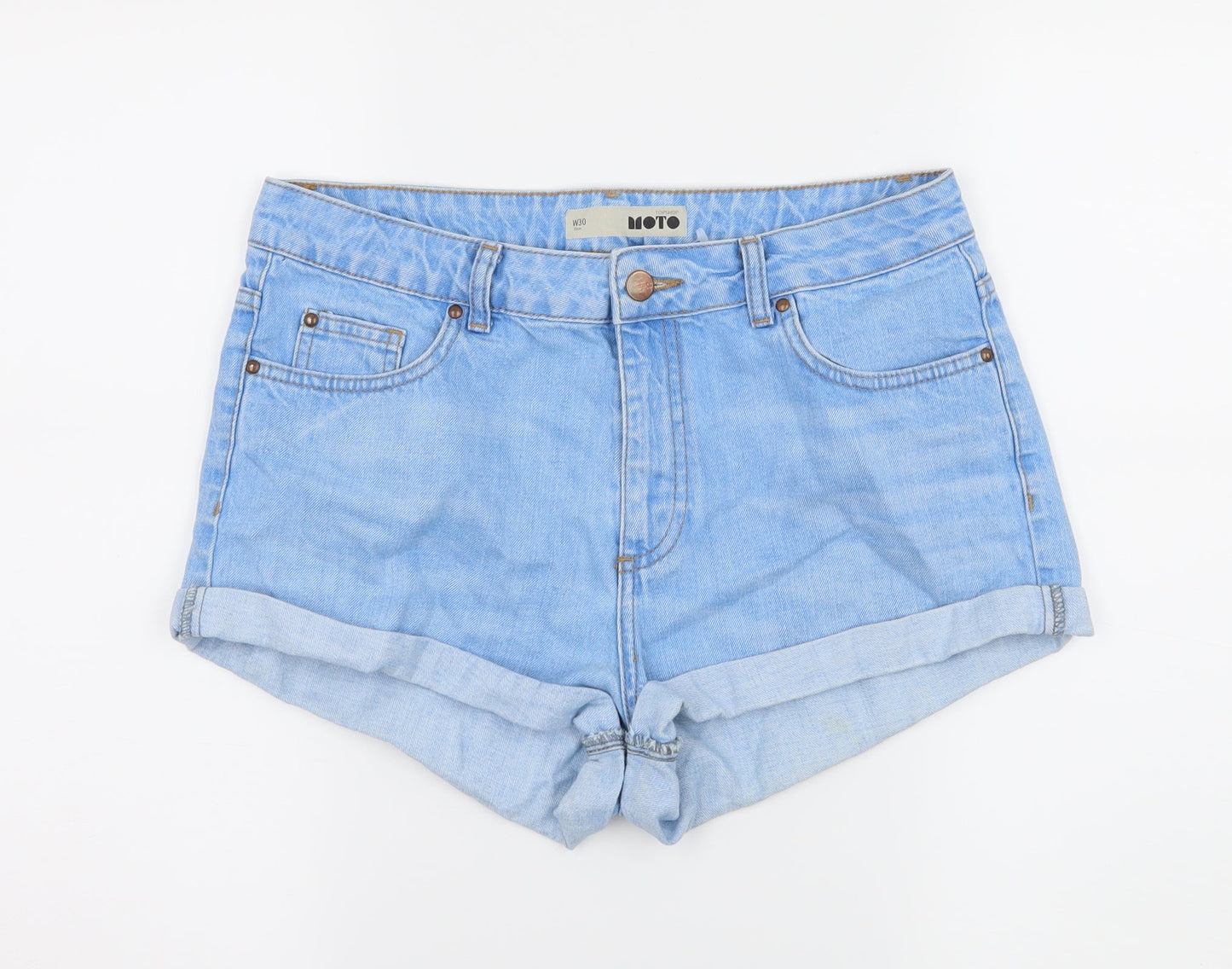 Topshop Womens Blue  Denim Hot Pants Shorts Size 30 in