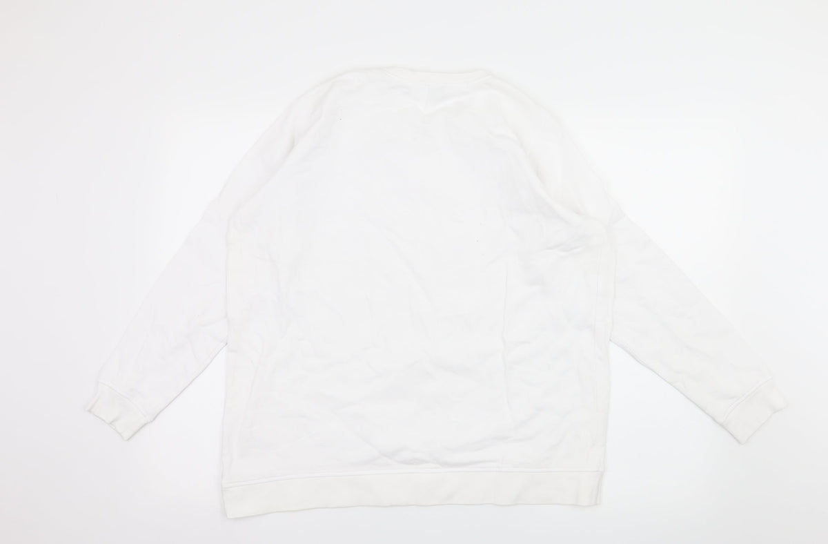 Pep&Co Womens White  Jersey Pullover Sweatshirt Size 14  - Distressed