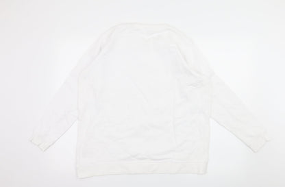 Pep&Co Womens White  Jersey Pullover Sweatshirt Size 14  - Distressed