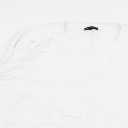 Pep&Co Womens White  Jersey Pullover Sweatshirt Size 14  - Distressed