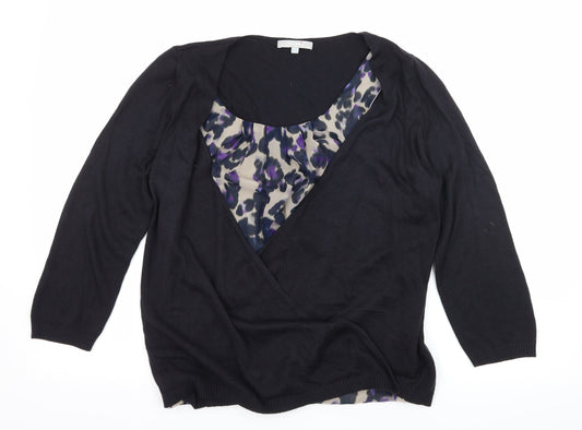 Per Una Womens Blue Animal Print Knit Basic Blouse Size 12
