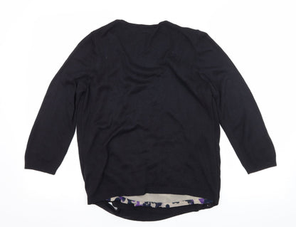 Per Una Womens Blue Animal Print Knit Basic Blouse Size 12