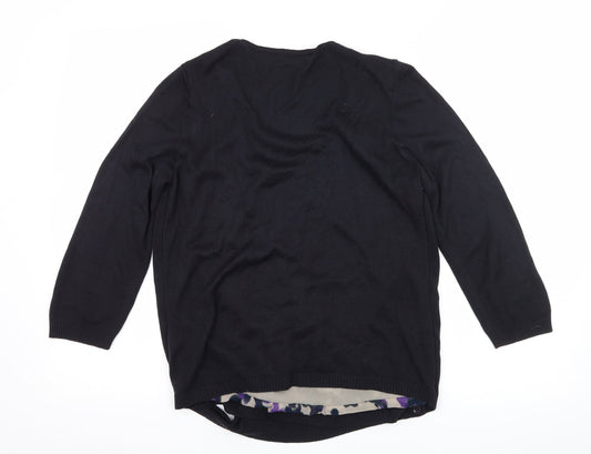 Per Una Womens Blue Animal Print Knit Basic Blouse Size 12