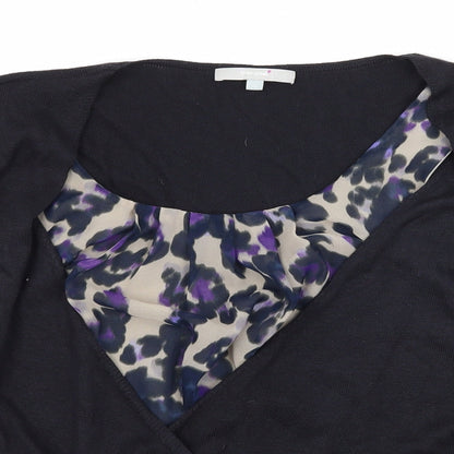 Per Una Womens Blue Animal Print Knit Basic Blouse Size 12