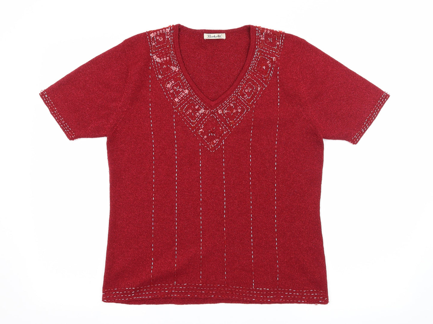 Berkertex Womens Red  Knit Basic T-Shirt Size 14
