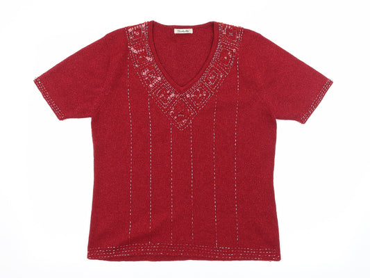 Berkertex Womens Red  Knit Basic T-Shirt Size 14