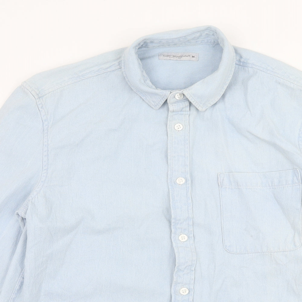 Mens UK Size M Cedar Wood State Blue  Button-Up Long Sleeve Casual Shirt