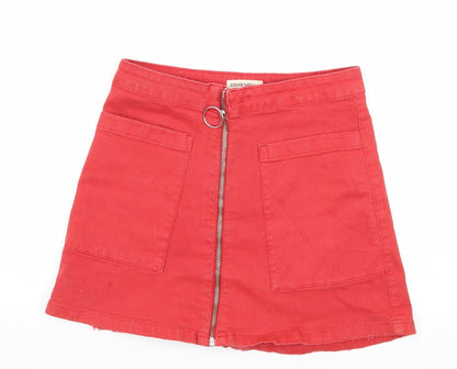 Brownie Womens Red  Denim A-Line Skirt Size 26 in