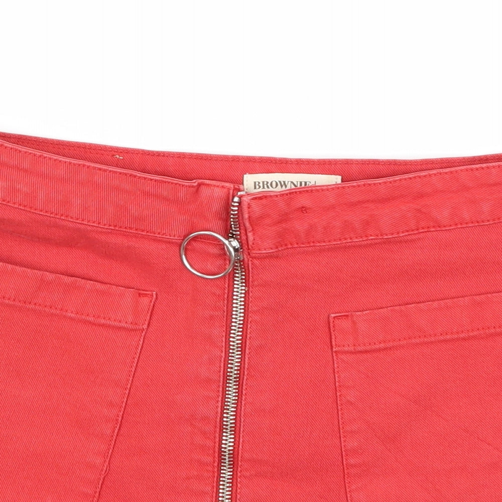 Brownie Womens Red  Denim A-Line Skirt Size 26 in