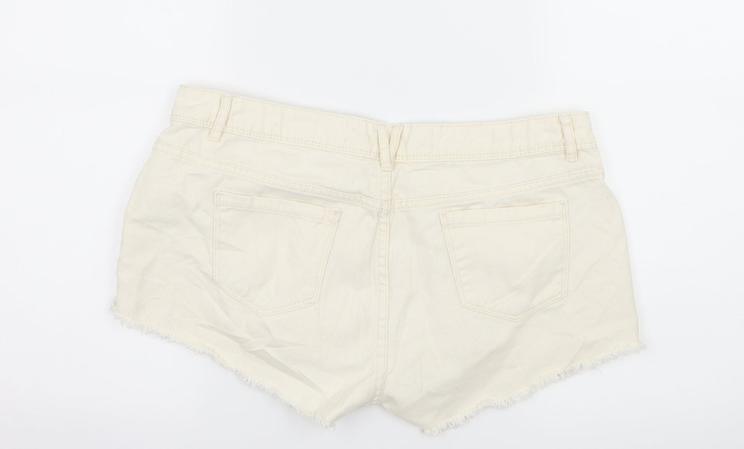 Denim & Co. Womens Ivory  Denim Hot Pants Shorts Size 14