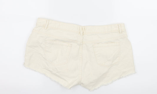Denim & Co. Womens Ivory  Denim Hot Pants Shorts Size 14