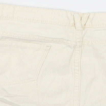 Denim & Co. Womens Ivory  Denim Hot Pants Shorts Size 14