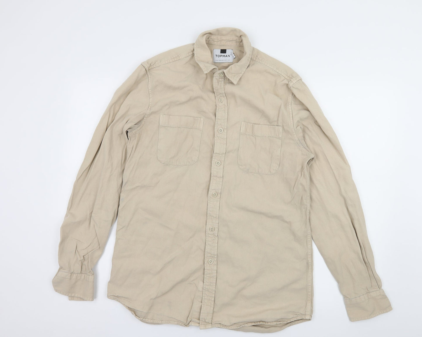 Topman Mens Beige    Button-Up Size M