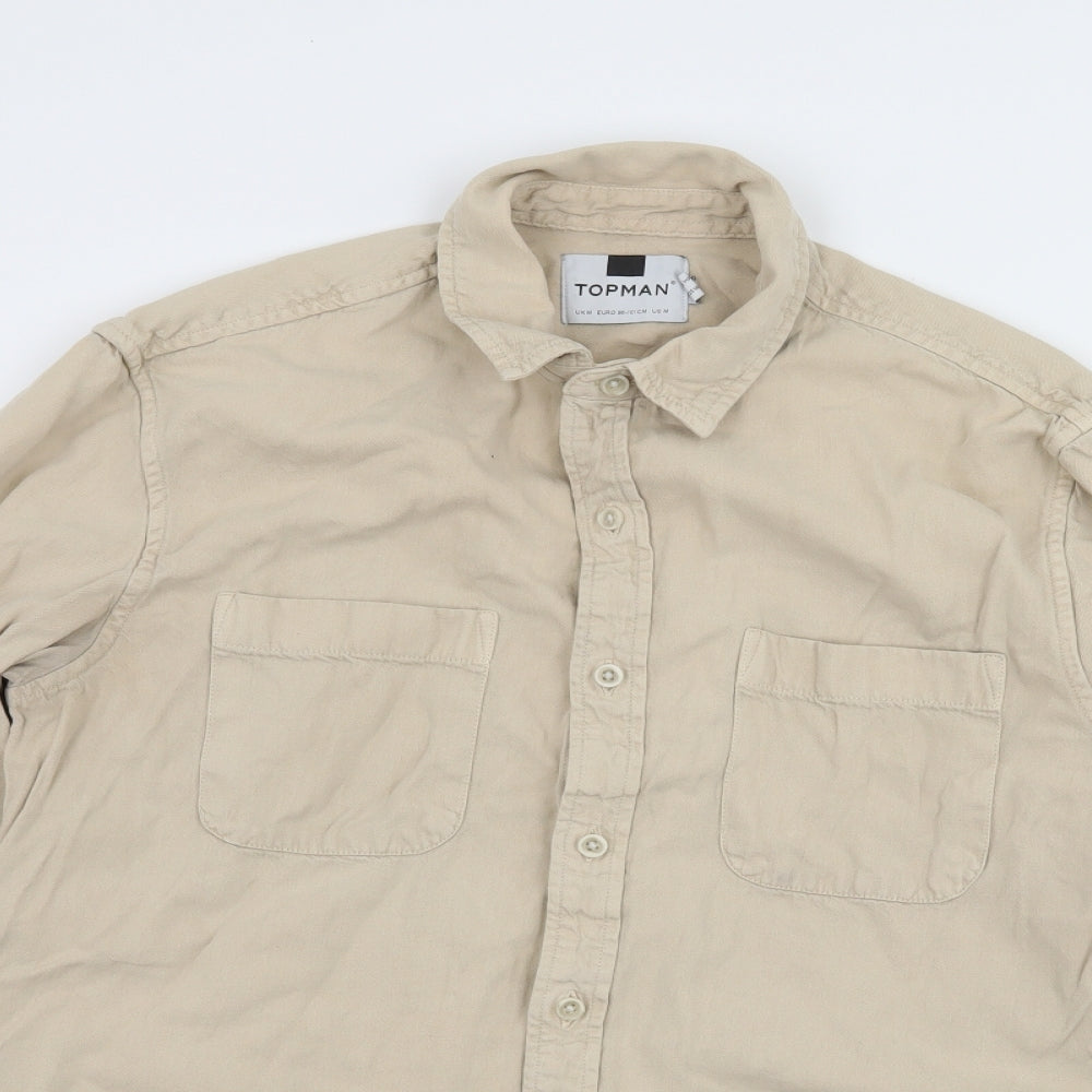 Topman Mens Beige    Button-Up Size M