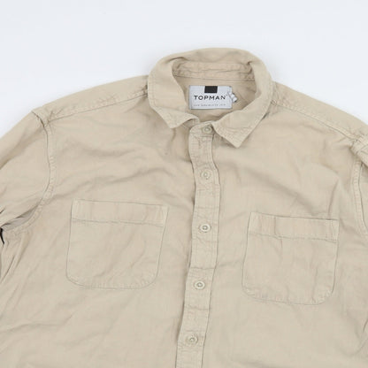 Topman Mens Beige    Button-Up Size M
