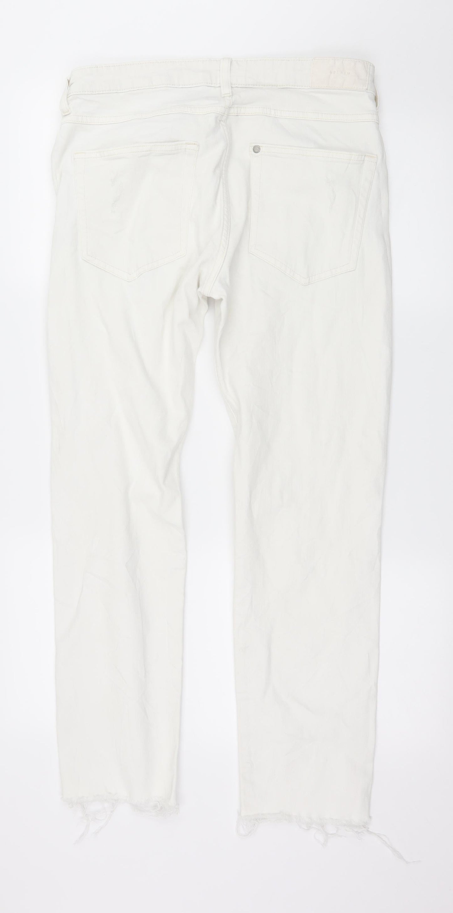 Womens UK Size 33 in H&M Regular Fit Straight White Jeans