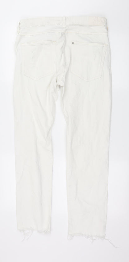 Womens UK Size 33 in H&M Regular Fit Straight White Jeans