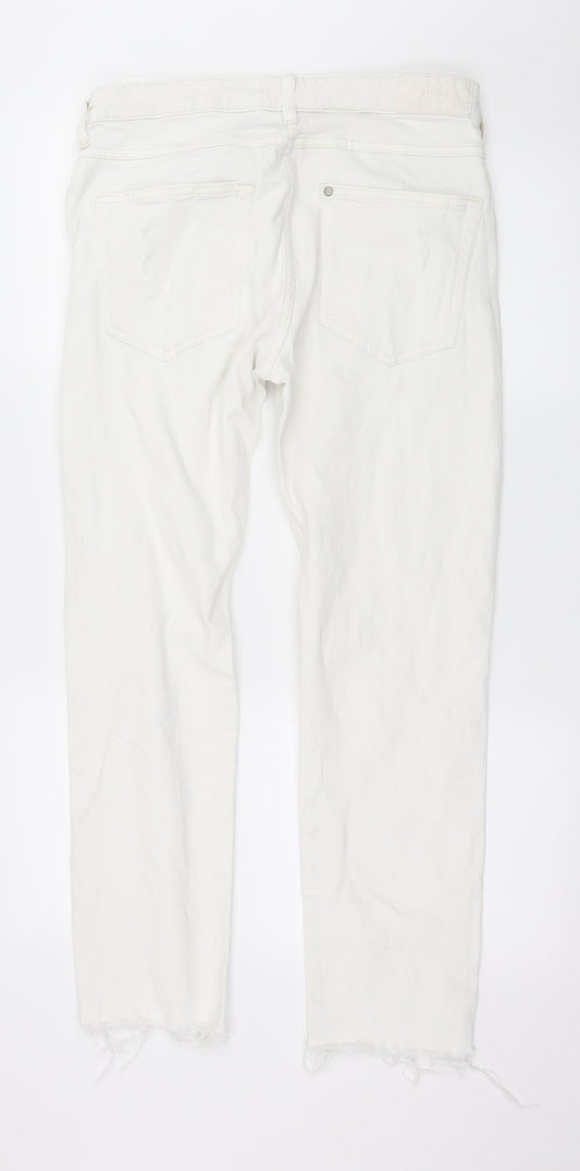 Womens UK Size 33 in H&M Regular Fit Straight White Jeans