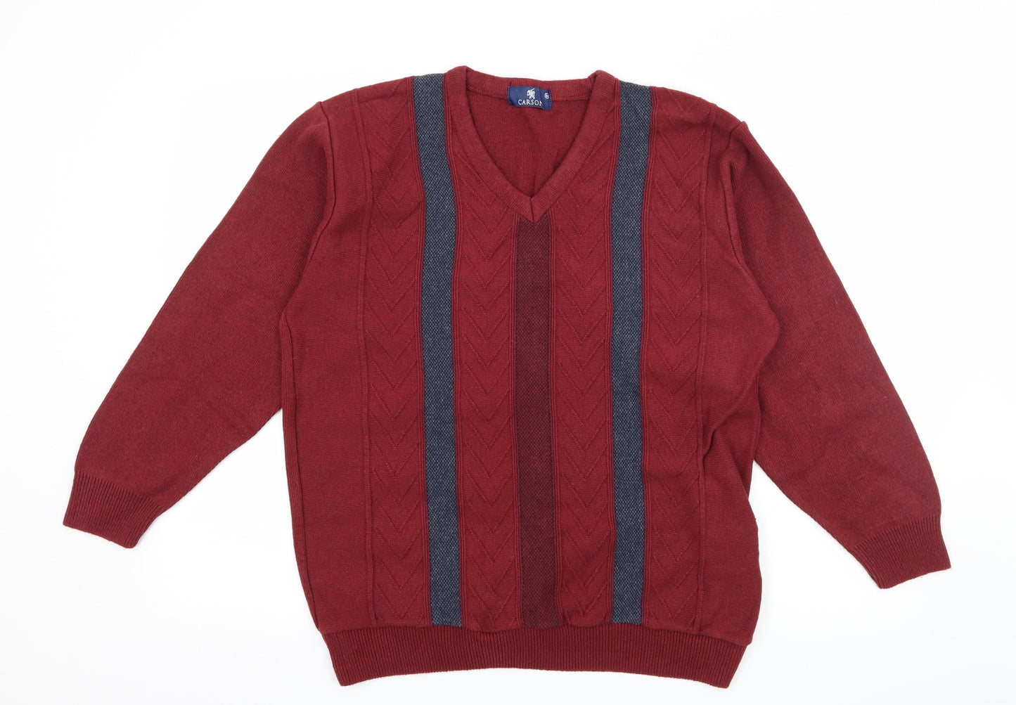 Carson Womens Red Striped Knit Pullover Jumper Size M