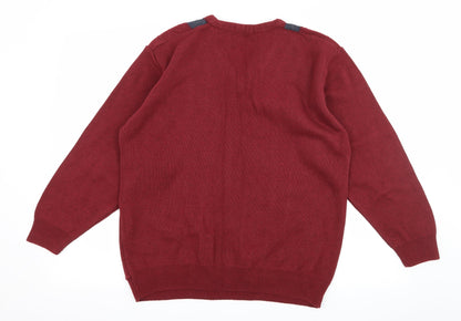 Carson Womens Red Striped Knit Pullover Jumper Size M