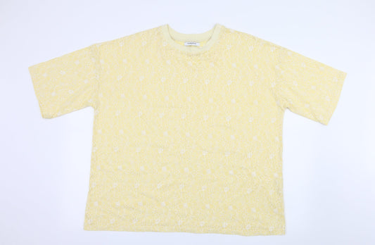 Womens UK Size 10 Glamourous Yellow Basic T-Shirt