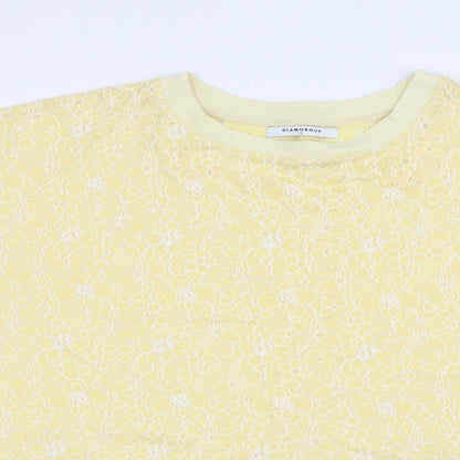 Womens UK Size 10 Glamourous Yellow Basic T-Shirt