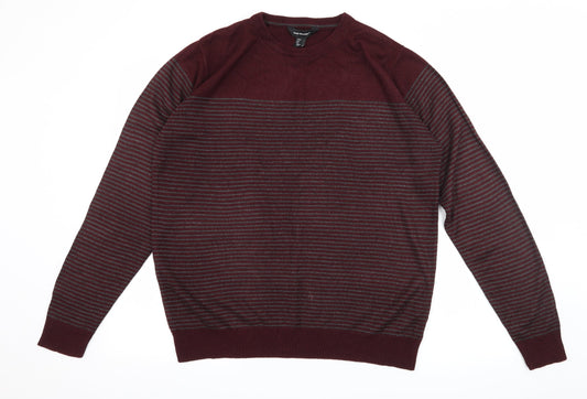 Cedar Wood State Mens Red Striped Knit Pullover Jumper Size L
